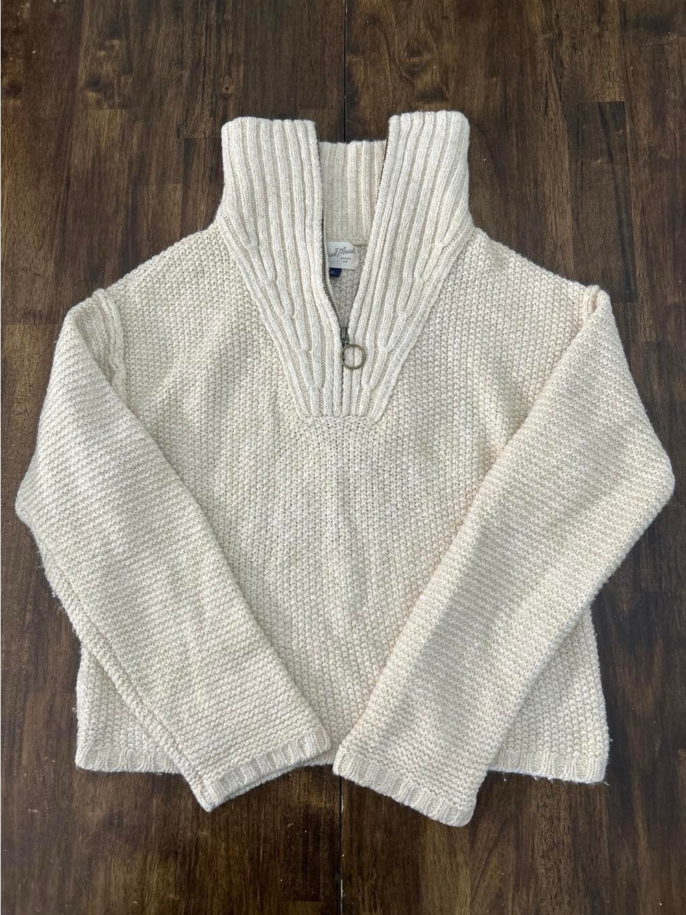 Universal Thread Cream Ribbed Half-Zip Cowl Sweater